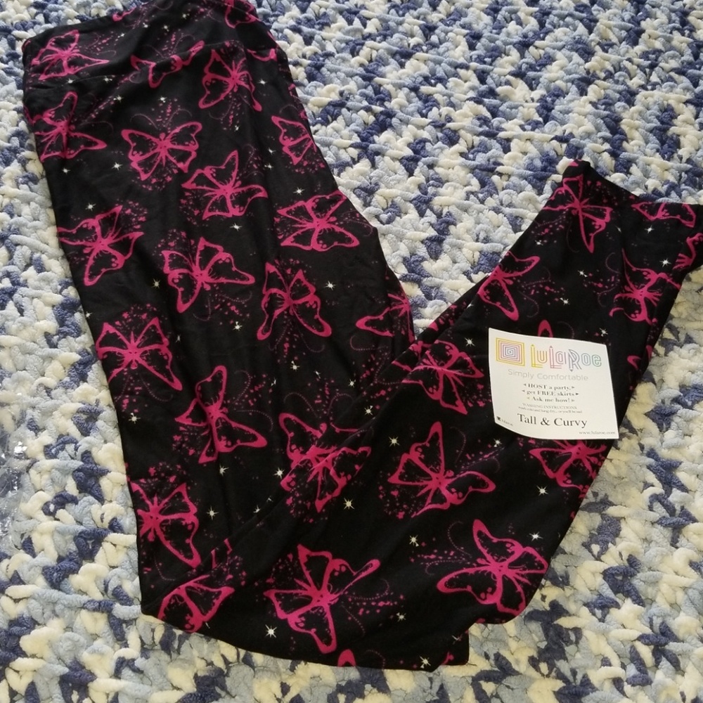TC pink butterflies Lularoe leggings